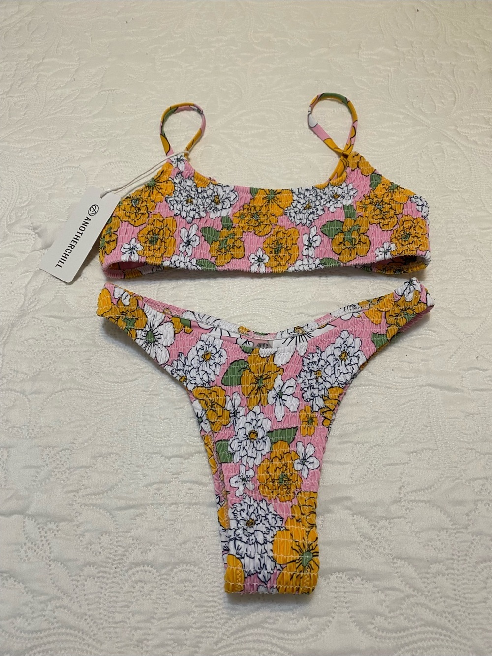 Anotherchill Floral Smocked Bikini Set - Pink - Picture 7 of 10